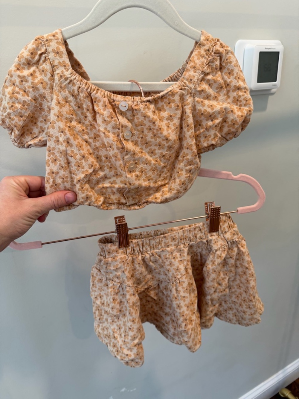 Rylee + Cru Beige Floral Two-Piece Kids Matching Set